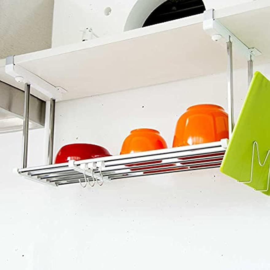 Amazon.co.jp: 吊戸下はさみ棚1段 伸縮タイプ 幅55-95cmキッチン