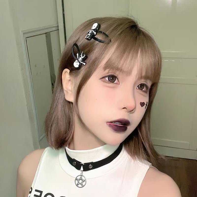 Miniatura 3 de Pinzas para el cabello de Halloween para mujeres y niñas, pinzas para el cabello con diseño de calavera y esqueleto, paquete de 3 unidades,