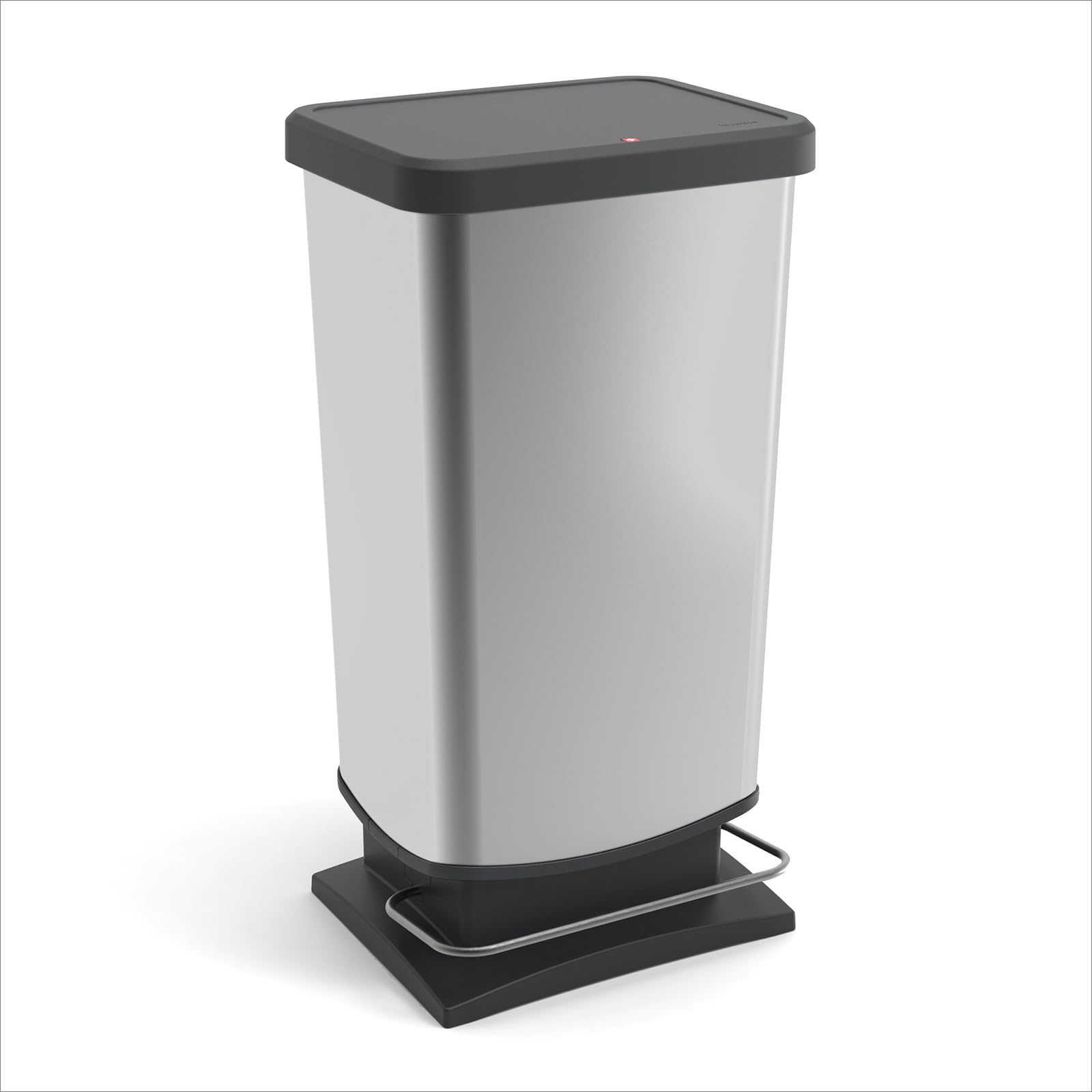Rotho PASO Bin with Lid 40 L, Sturdy Metal Foot Pedal Plastic, Silver, 35.3 x 29.5 x 67.6 cm (L x W x H)