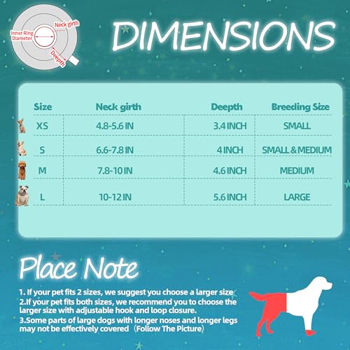 Image of HOMBYS Luminous Soft Dog Cone Collar Adjustable After Surgery for Dogs & Cats, Glow in The Dark Design for Claming Dog, Comfy Pet Recovery Cone, Elizabethan Collar for Stop Licking