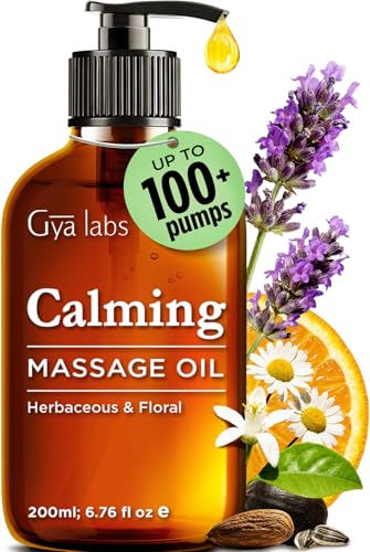 Gya Labs Calming Massage Oil for Sore Muscles - Spa Quality Warming Body Massage Oil for Men & Women (200 ml)