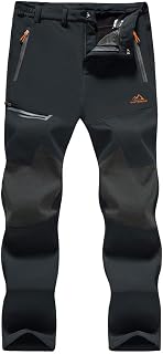 MAGCOMSEN Men's Fleece Lined Winter Ski Snow Pants - Water Resistant, 4 Zip Pockets, Reinforced Knees for Outdoor Warmth