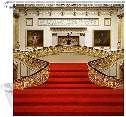 Brilliant Buckingham Palace Pattern Modern Residential Decoration Background Pattern Bathroom Shower Curtain 3D Printing Waterproof Coating Polyester Fabric Including 12 Hooks 72 X 72 Inch