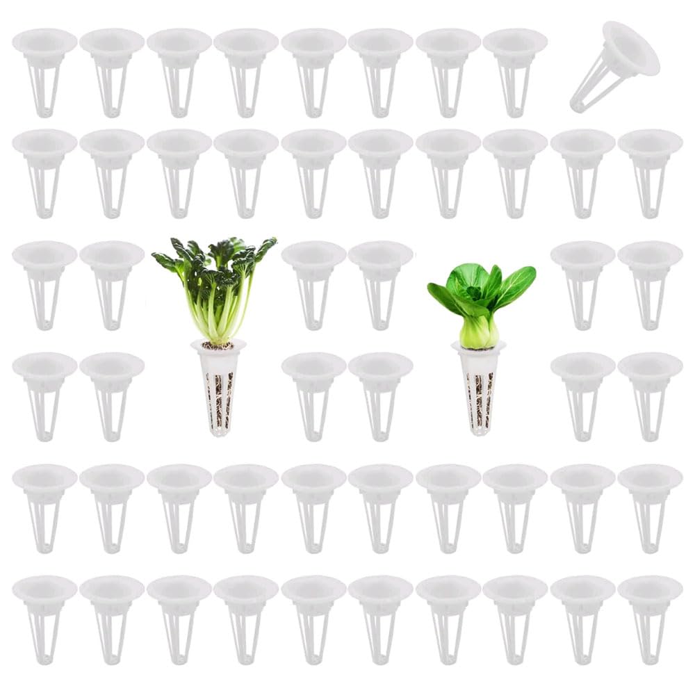 Wangcl White 50 Pack Grow Baskets Replacement For Hydroponic Growing System Seed Pods Baskets For Indoor Herb Garden