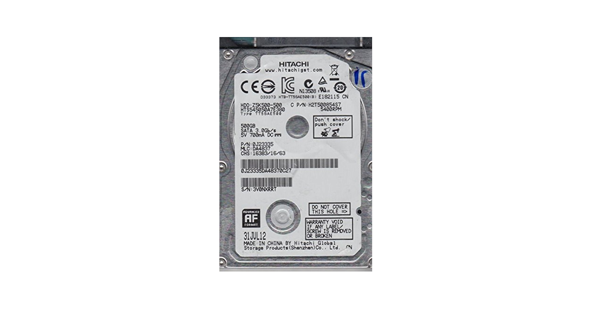 Amazon.com: HTS545050A7E380, PN 0J23335, MLC DA4837, Hitachi