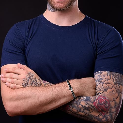 COAI Bracciale da Uomo con Perle in Tormalina Nera...