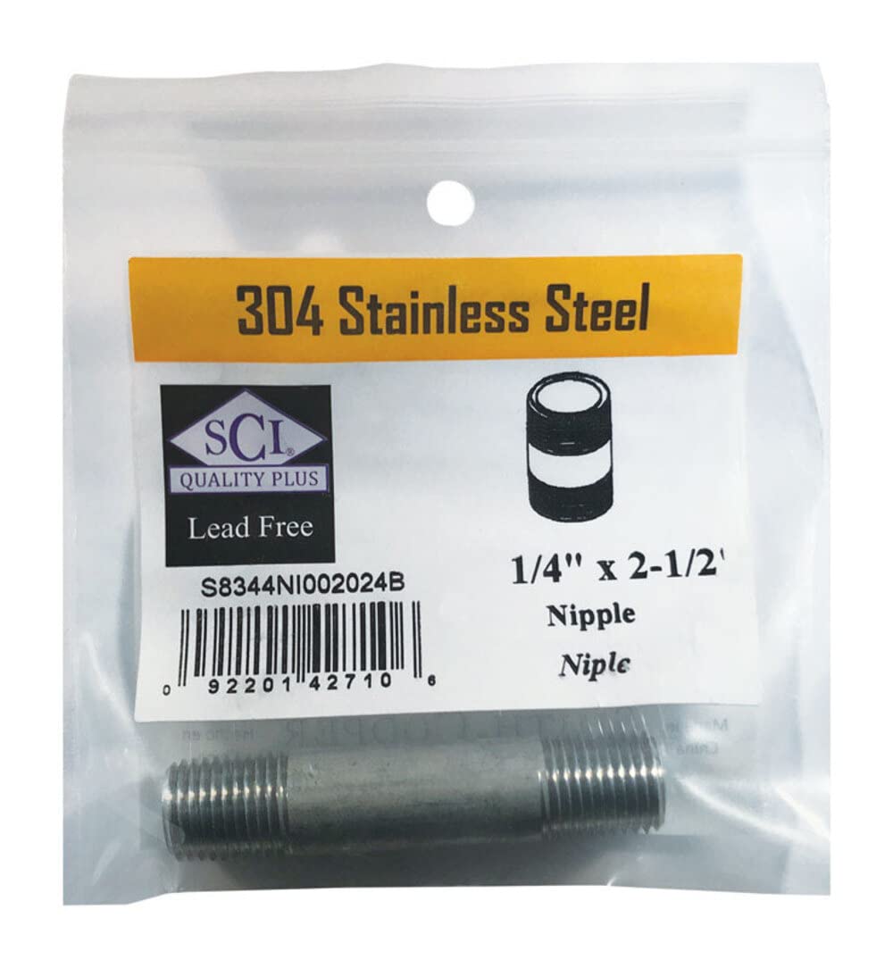 Smith-Cooper International Nipple SS 1/4 X 2.5