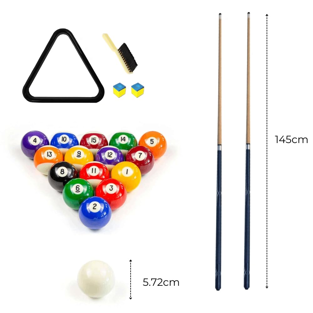 DEVESSPORT Mesa de Billar Semi Profesional Akra 221x122x81 cm | Billar Semi Profesional con Retorno de Bolas | Incluye Juego Completo de Accesorios Listo para Empezar a Jugar