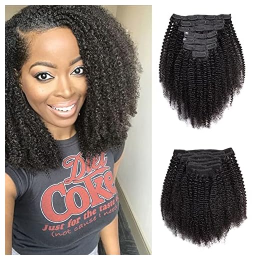 Afro Kinky Curly Clip In Hair Extensions Brazilian Virgin Hair 4B 4C Afro Kinky Curly Clip Ins 7pcs Kinky Curly Clip In Human Hair Extensions For Black Women Double Weft 70gram-12inch, Natural Color