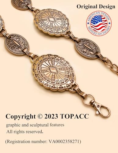 Image of TOPACC Western Metal Concho Belt for Women Cowgirl Chain Belts for Dresses Jeans Country Concert Outfit
