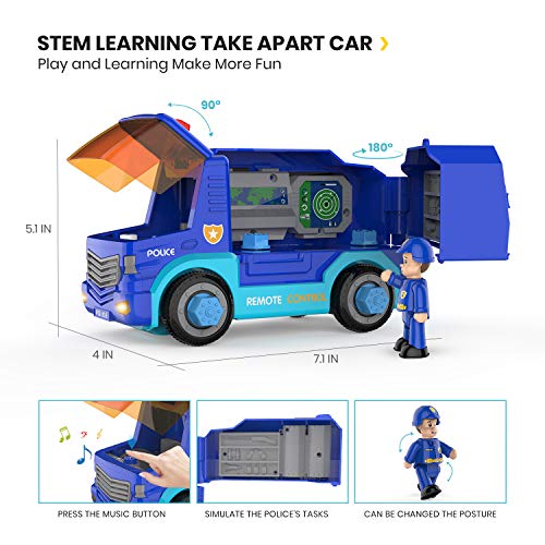 image for DEERC Remote Control Take Apart Toys Set 2.4GHz RC Police Car&Crane,ST