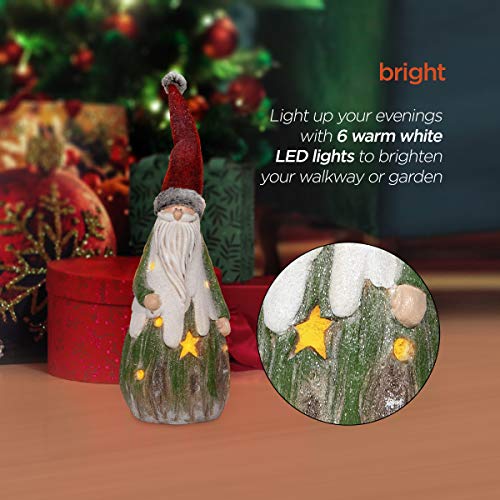 Alpine Corporation 26" H Indoor/Outdoor Country Christmas Santa Claus Statue Holiday Decoration With Led Lights #TOP4