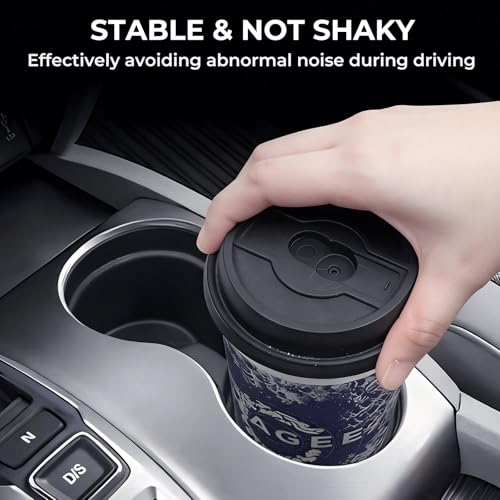 Image of Center Console Cup Holder Inserts for Honda Pilot 2016-2022 & Passport 2019-2023 & Ridgeline 2020-2023, Interior Accessories TPE Car Cup Holders Covers Protector, Black