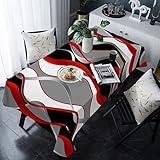 Waterproof Tablecloth Rectangle Washable Table Cloths 3D Abstract Lines on Black Oil Proof Table Cov