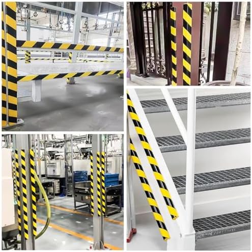 High-Visibility Foam Edge Protectors, 39" Self-Adhesive Corner Guards with Black & Yellow Stripes, Wall Bumpers for Safety in Warehouses, Offices & Home - 2 Pack
