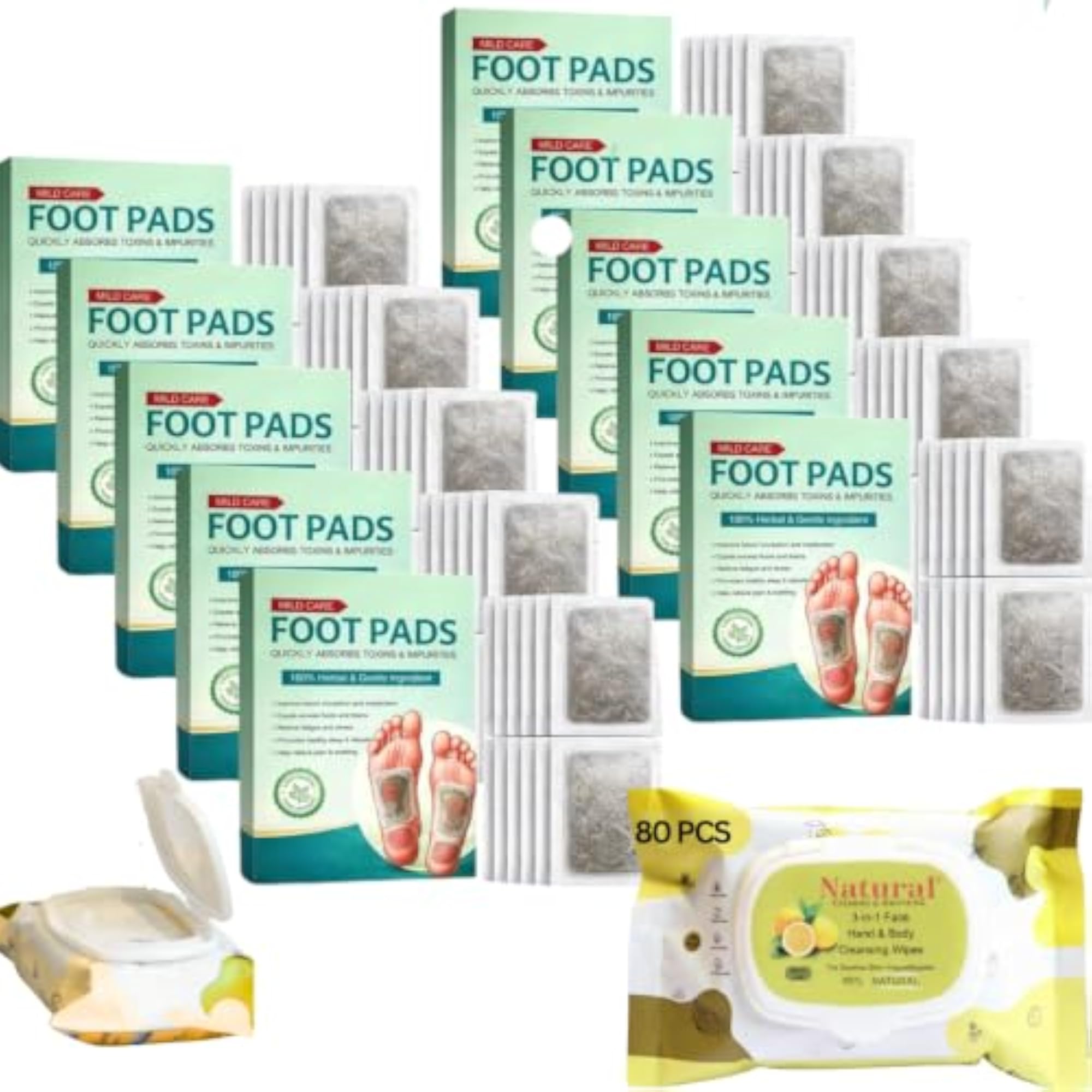 Detox Foot Pads with Wet Wipes for Easy Cleaning