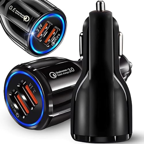 PARENCE - Chargeur Allume-Cigare 2 Ports USB QC 3.0 – Recharge Ultra-Rapide & Sécurisée - 12-24V Universel - Chargeur Allume-Cigare 3.1A pour Smartphones, Tablettes,...