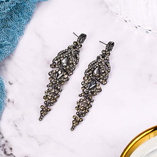 BriLove Women's Wedding Bridal Crystal Cluster Teardrop Dangle Earrings3