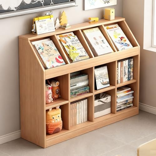 絵本棚 本棚 (大容量) 収納 漫画 コミック 絵本ラック 収納ラック マンガ 雑誌収納 マガジンラック 収納ラック 木製 棚 組立品(157cm)