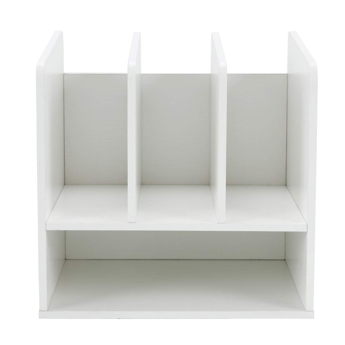 EasyPAG 4 Compartimentos Madera A4 Organizador Escritorio Clasificador oficina Estante Archivos Soporte Papeles Almacenamiento Documentos Bandeja Cartas,Blanco