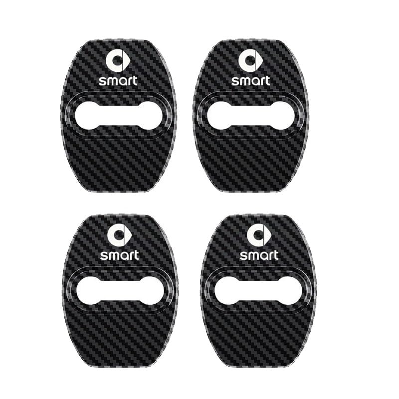 Woniyal 4 Pezzi Serratura Portiera Auto per Smart 450 Fortwo Coupe 450 1998-2007, Protezione della Serratura Portiera Dell'auto in Acciaio Inossidabile Impermeabile Antiusura,Carbon Fiber