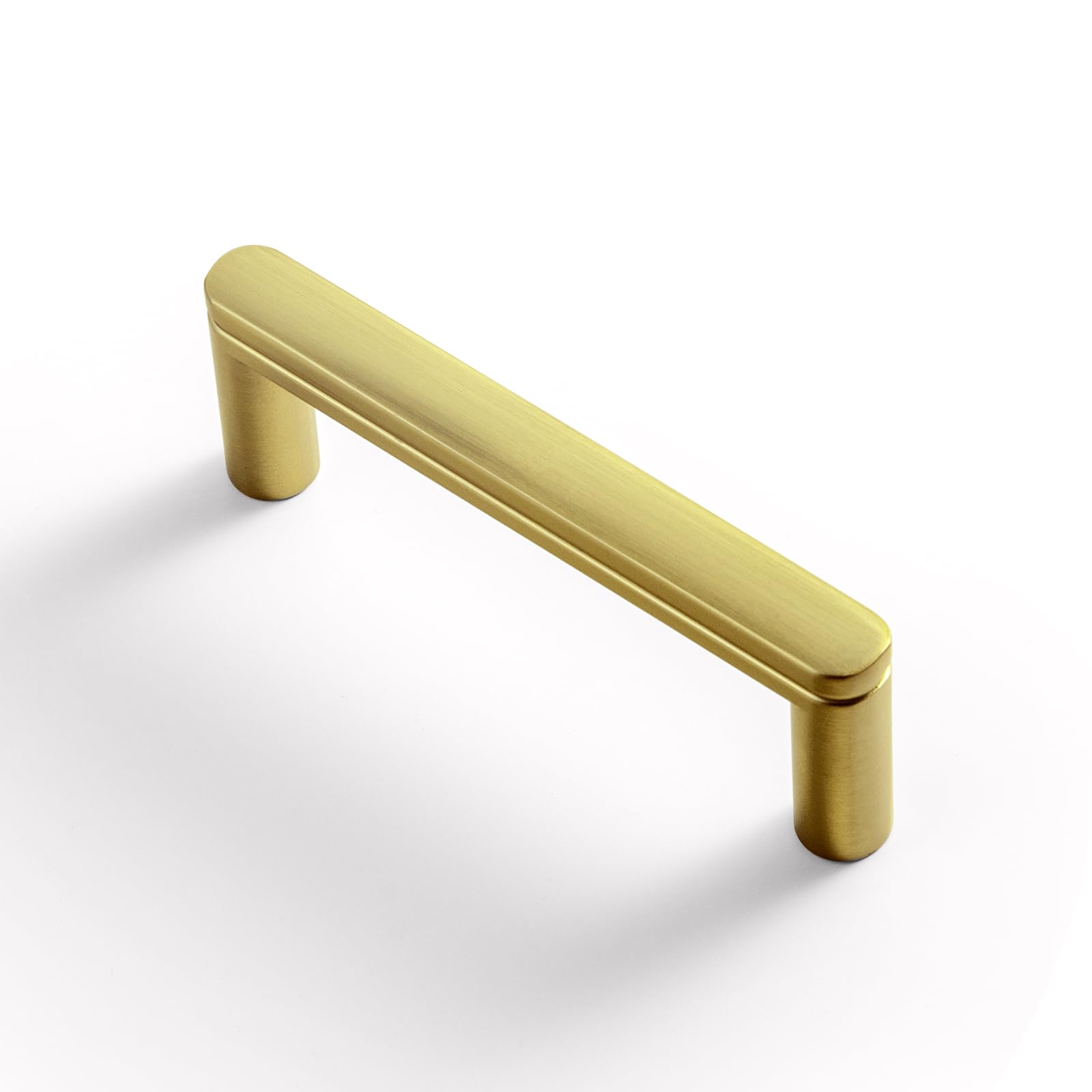 Goo-Ki 6 Pack 3'' Center to Center Brushed Brass Cabinet Handles Contemporary Kitchen Drawer Pulls with Subtle Curves