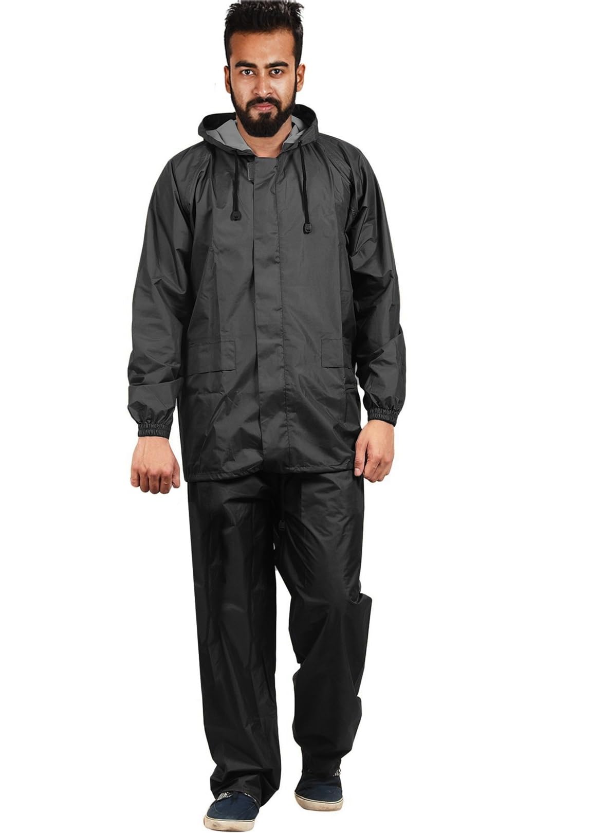 vordvigo Water Resistant Semi Nylon Raincoat with Pant, Black & Blue-picture-12