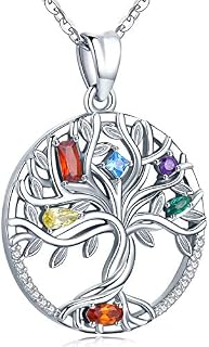 Tree of Life Necklace for Women Girls, Sterling Silver Pendant, Jewellery Gift with Infinite Colorful Cubic Zirconia for Girlfriend Daughter Mom Wife