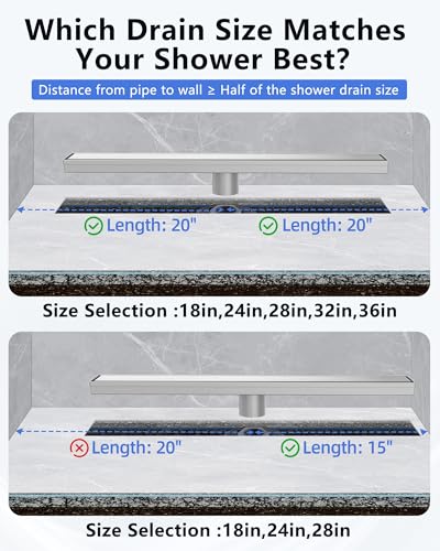 image for YEFU Shower Drain Nickel for Bathroom: 18 Inch Stainless Steel Linear 