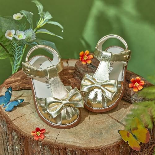 Image of Felix & Flora Toddler Girls Sandals Soft Rubber Princess Flat Shoes Flower Girl Shoes