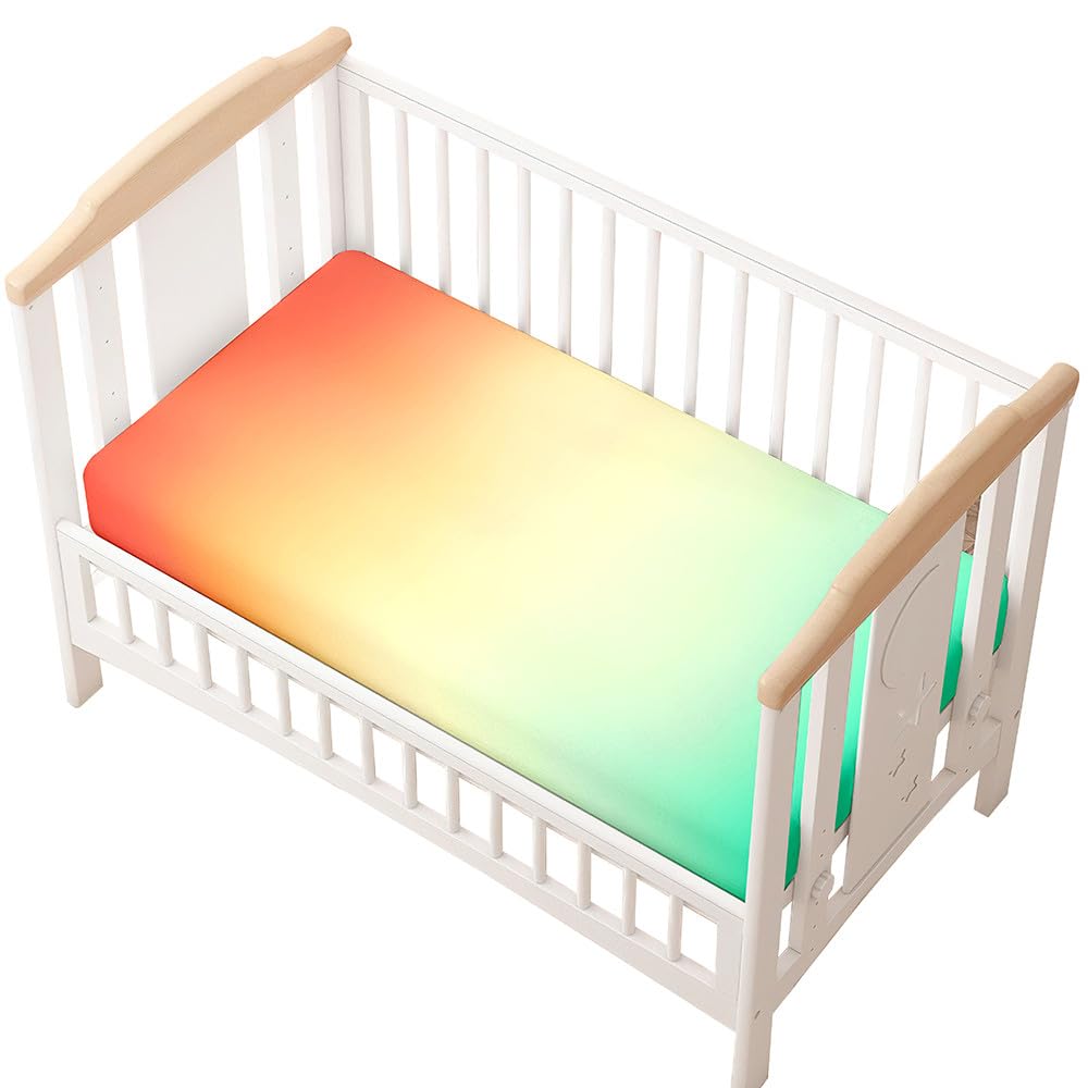 Odot Cot Bed Sheets, Multicolor Print Bedside Cribs Fitted Sheets, Baby Bed Sheets Microfiber Cot Bed Mattress Protector, Bassinet Sheets, Easy Care Soft and Dureable (Yellow,51x85 cm)