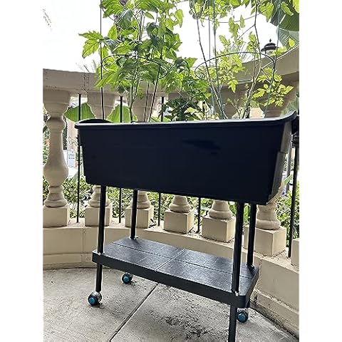 Watex WX161 Mobile Elevated Garden Bed (Black),Indoor Gardening,Self-Watering, Extra Large Planter; BPA Free Planter Cover