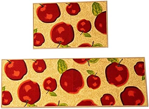 SCENNEW Kitchen Rugs and Mats Non Slip Kitchen Mat 2 PCS Latex Backing Door Mat Floor Mat, 20''x32''+20''x59'', Apple