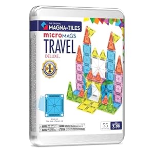 MAGNA-TILES microMAGS Travel Set Deluxe 55-Piece Magnetic Construction Set, The Original Magnetic Building Brand