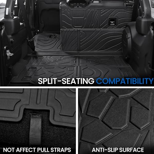 Image of Cargo Mat Backrest Mats for Jeep Wrangler JL 2018-2025 2026 Unlimited 4-Door (Not fit JK /4XE /2-Door), All Weather TPE Cargo Liner Trunk Mat Accessories (Cargo Mat with Backrest Mat)