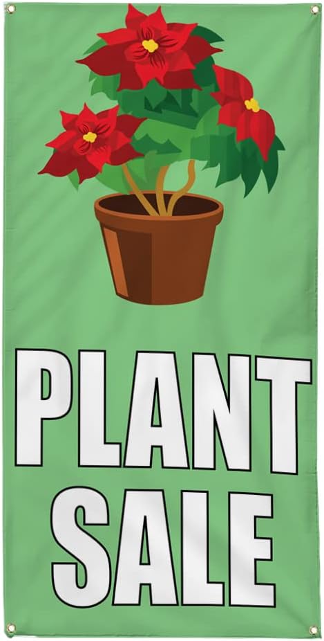 Vertical Vinyl Banner Multiple Sizes Plant Deal Nursery Business Advertisement Business Outdoor Weatherproof Industrial Yard Signs 4 Grommets 40x16Inches
