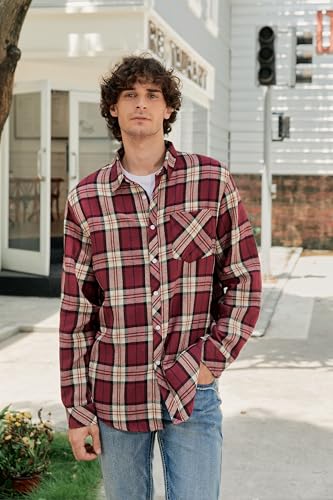 Image of Betusline Boy and Men Button Down Plaid Shirt