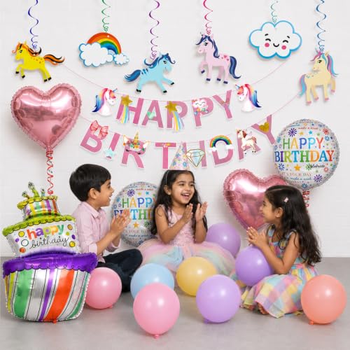 Image of Unicorn Theme Birthday Party Decoration Kit, Pack of 38 Pcs
