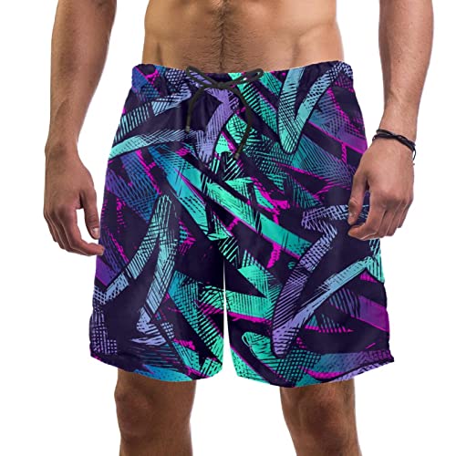 Maillot de bain homme Yuzheng court à motif flèche d'art abstrait pour la plage