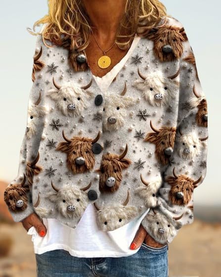 Women's V Neck Floral Print Cardigan Long Sleeve Button Down Lightweight Knit Sweater for Fall Winter Casual Wear​3