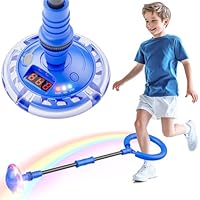 Hot Bee Ankle Skip Ball for Kids with Counter, Timer, Cal Calculator, Boy Girl Birthday Gifts for Age 5 6 7 8 9 10+ Rechargeable Foldable Sports Toy Skip it Toy for Kids Xmas Present Blue
