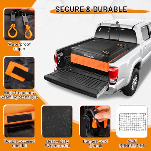 Image of [All-in-One Bundle] 26 CuFt Waterproof Truck Bed Cargo Bag with Heavy Duty Cargo Net, Storm-Proof Pickup Luggage Carrier (50 inchx40 inchx22 inch), Fits All Pickups, Includes Storage Bag & Bungee Net