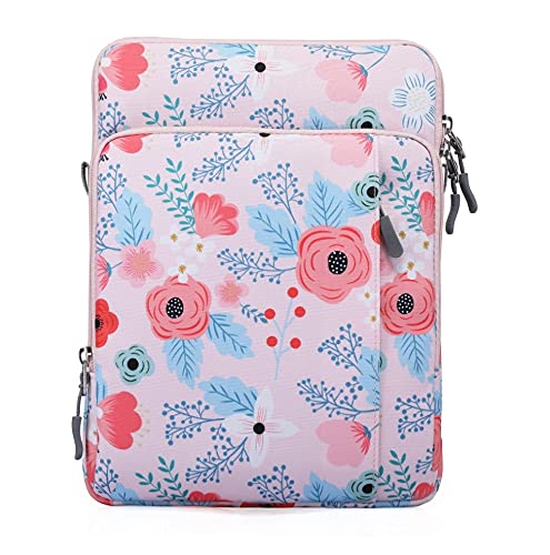 Image of SWOOK 9-11 Inch Tablet Sleeve Case for 2020 iPad Air 4 10.9, iPad Pro 11 2018-2021, iPad 10.2, Galaxy Tab A7 10.4, S6 Lite 2020, Surface Go 2 /1, Fit Apple Smart Keyboard (Red Flower, 9-11 inch)