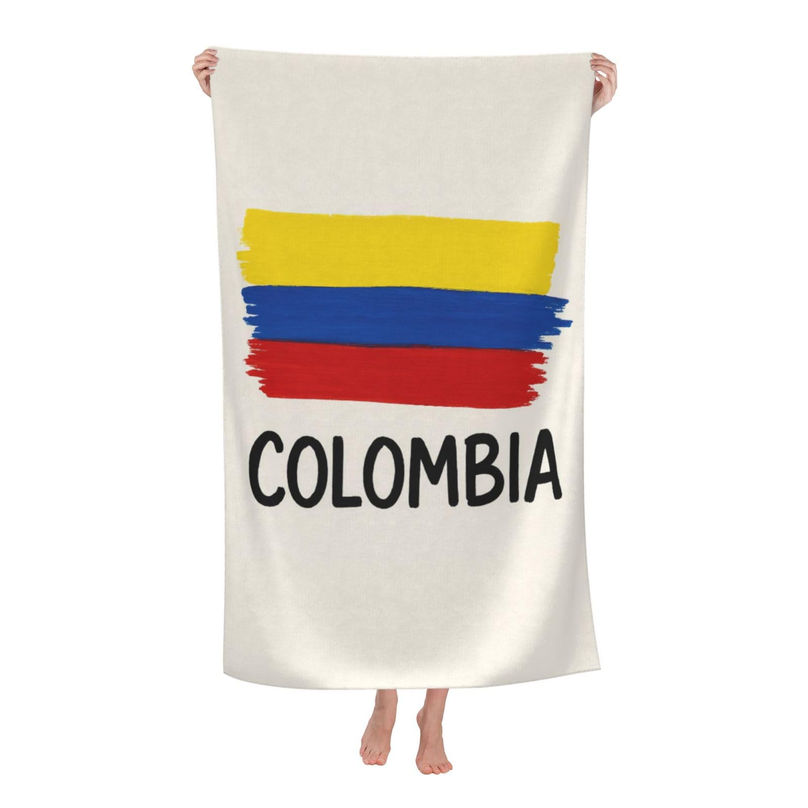 Pojknbv White Flag Of Colombia Print Oversized Adult Beach Towel Quick-Dry Comfortable Lightweight Travel Pool Camping
