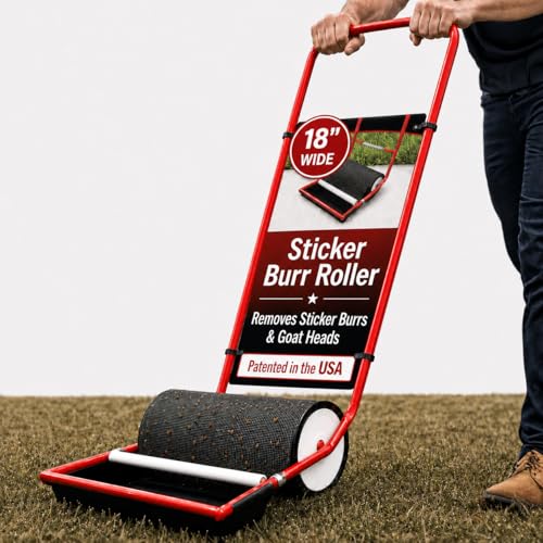 Sticker Burr Roller X-Large Remover Yard Tool Wide for Easy Yard Cleanup - Push Model 2.0 for Burr & Sticker Removal - Effortless Goat Head Roller and Picker - Made in USA (18 Extra Wide)