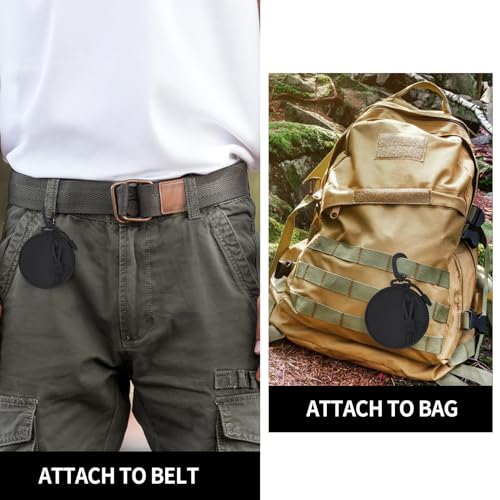 Coin Purse, Round Coin Bag with Zipper and Carabiner, Mini Backpack Style Key Chain Coin Pouch, Cash Bag Small Wallets for Man Adults (Black)3