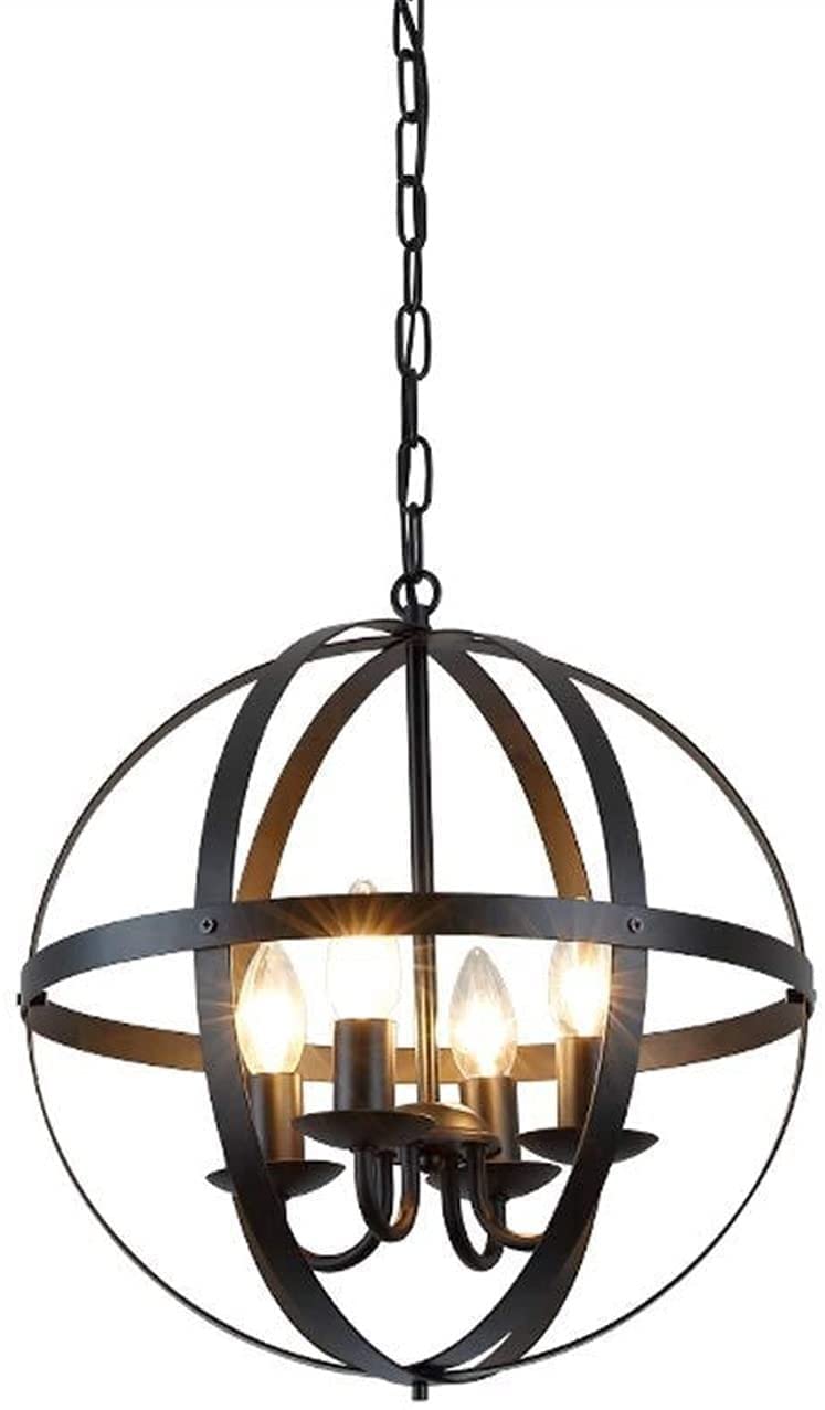 Lustre en fer forgé suspension LED style champêtre hauteur réglable