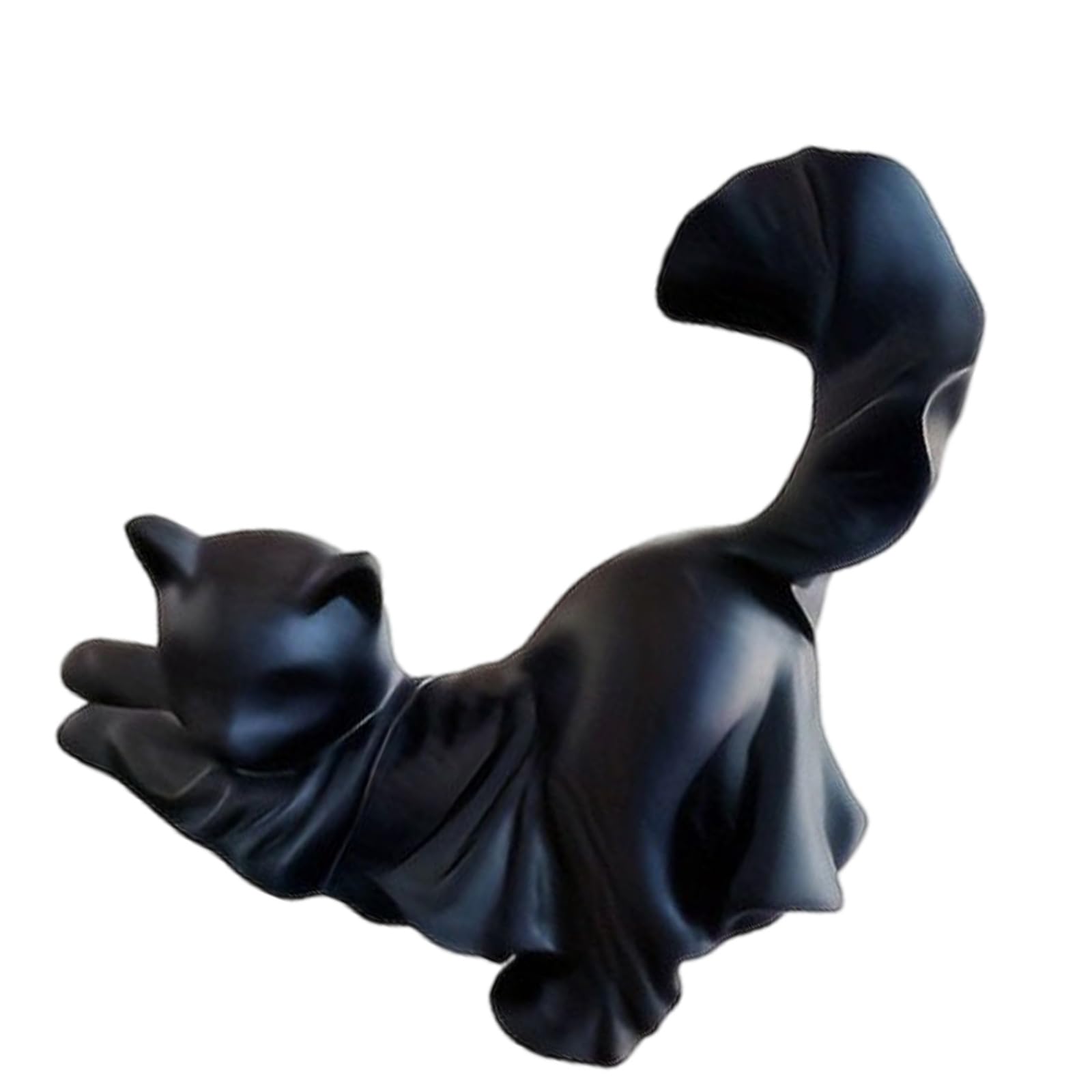 Msioytog Ghostly Kitten Resin Figurine Statue Halloween Animal Art Sculpture for Indoor and Outdoor Holiday Party Decoration Resin Figurine