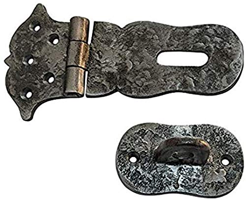 Image of Adonai Hardware inchParan inch Heavy Duty Cast Iron Locking Hasp and Staple (6 inch x 4 Pack, Matte Buff Lacquered) for Vintage Pirates Treasure Chest, Trunks, Wooden Jewelry Box, Cases, Furniture and Sheds