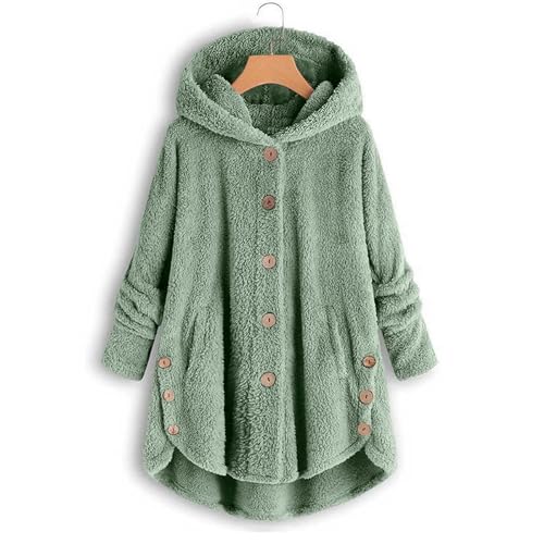 Girls Fuzzy Fleece Jacket Thicken Sherpa Hooded Coat Warm Winter Button Down Outwear Jackets Clothes With Pockets2